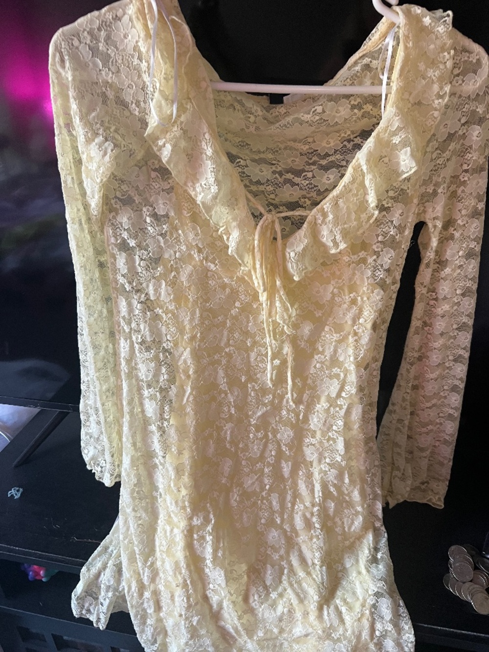 H&M Pale Yellow Lace Dress